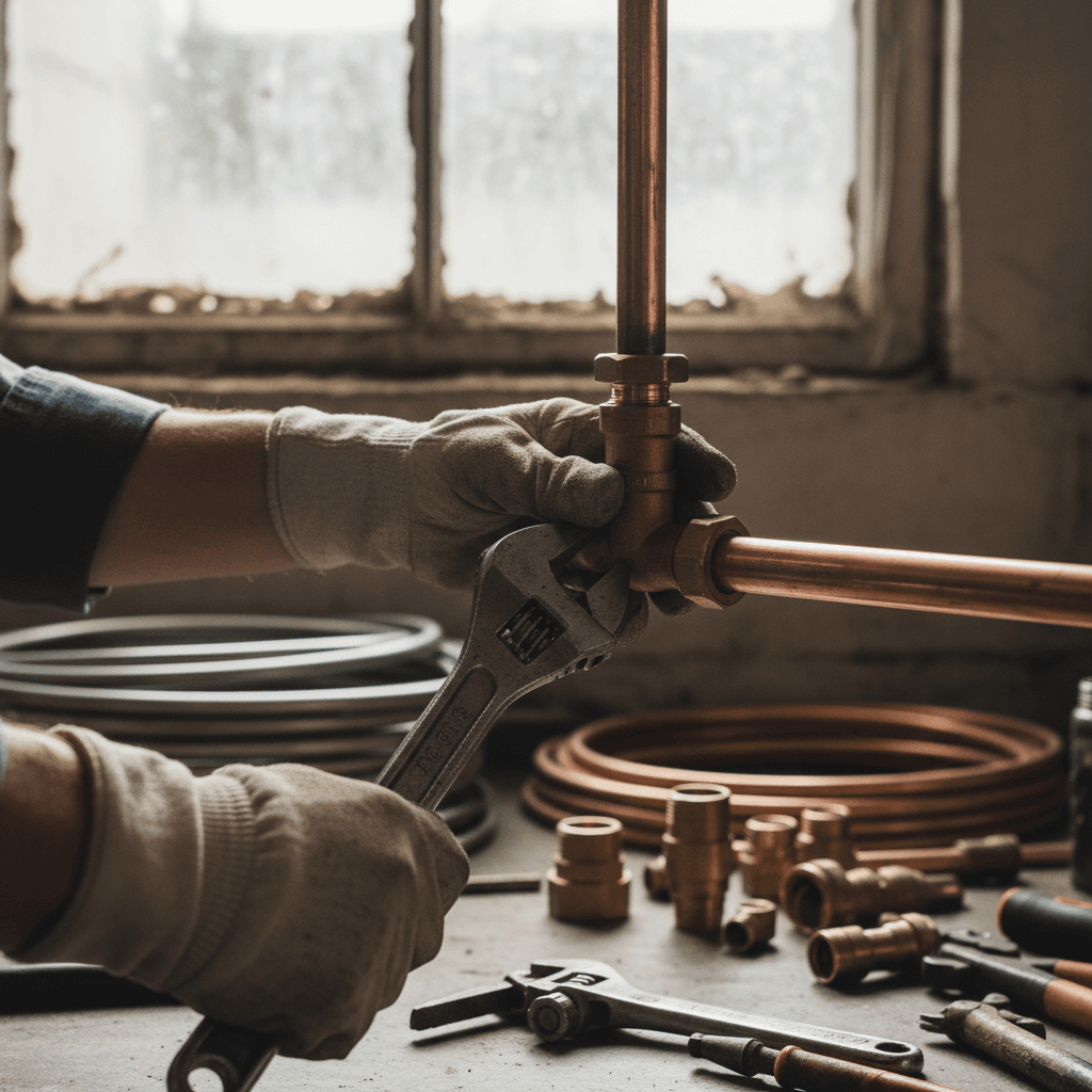 Heating pipe work installation