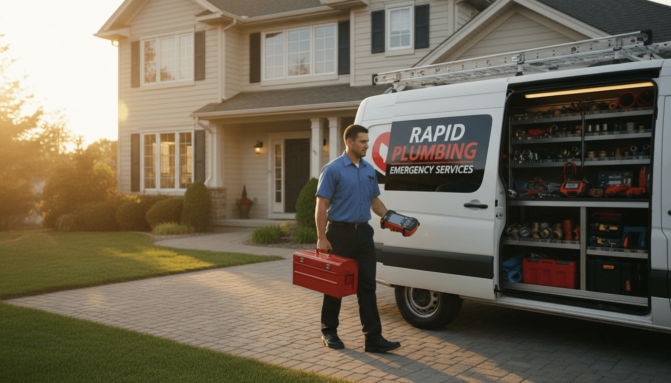 Engineer arriving at residential property with service van and equipment